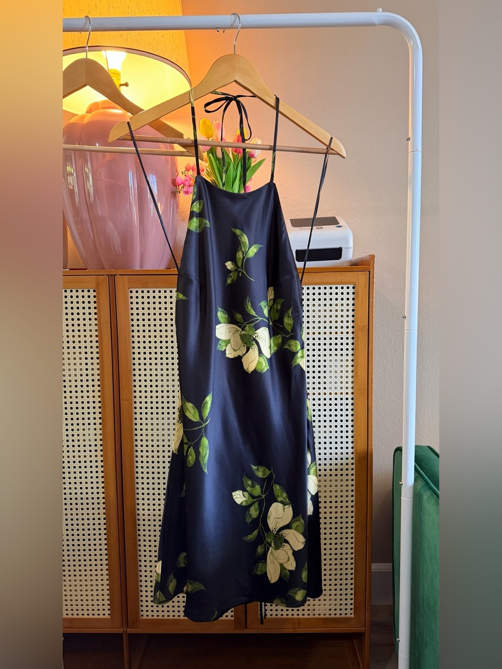 Reformation Jennis Silk Dress In Mood For Love, NWOT, NEVER WORN, NO FLAWS. - Picture 5 of 15